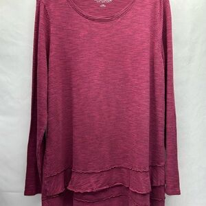 Soft Surroundings Colette Knit Tunic W LG Tiered Ruffle Hem Plum CASUAL BOHO